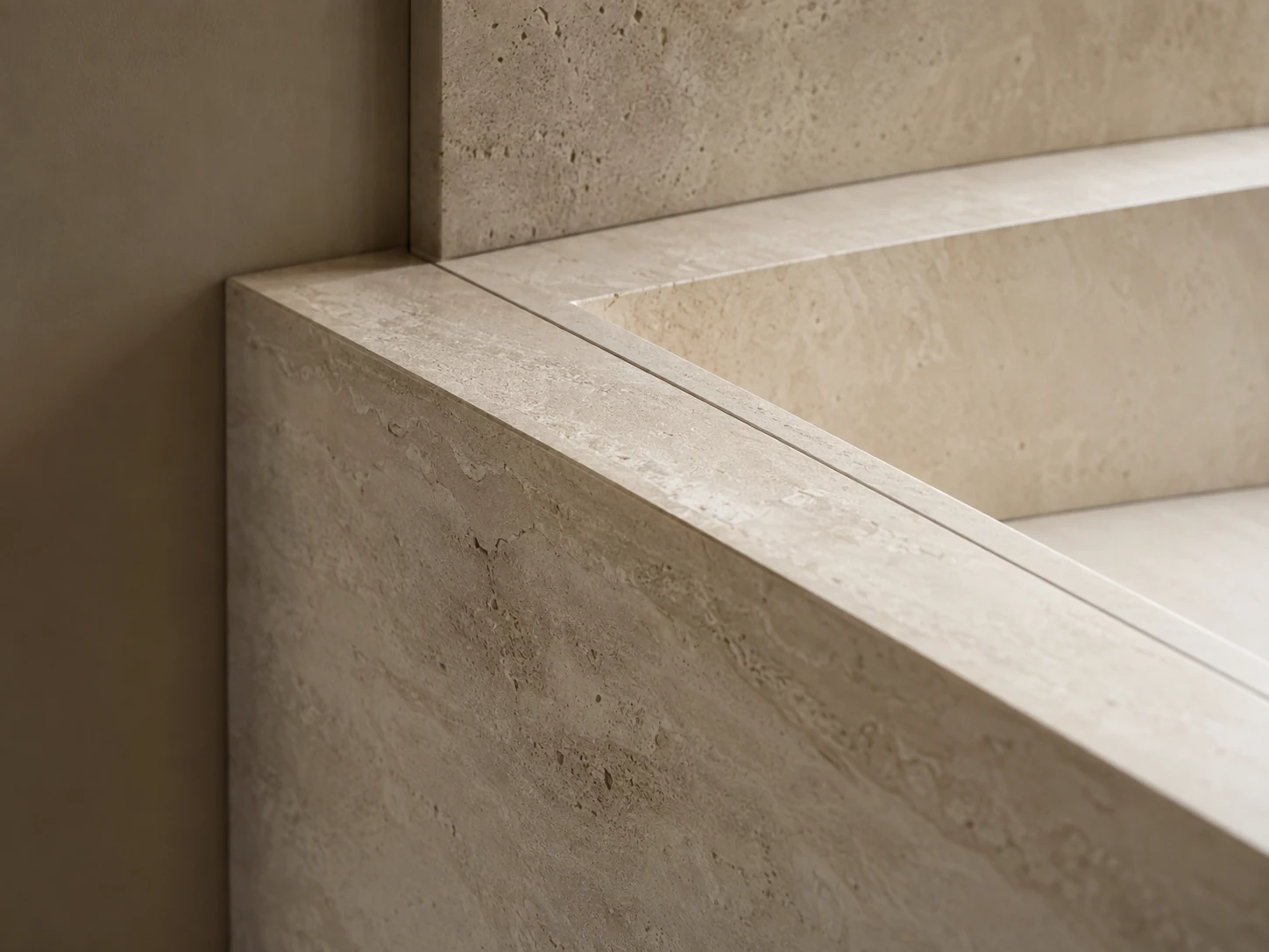 Natural stone edge and precision joint detail